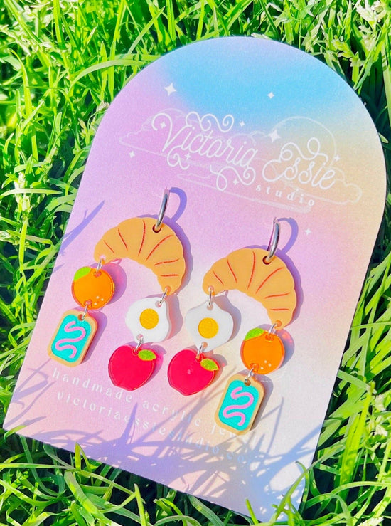 Balanced Breakfast: Croissant Egg Poptart Apple Earrings