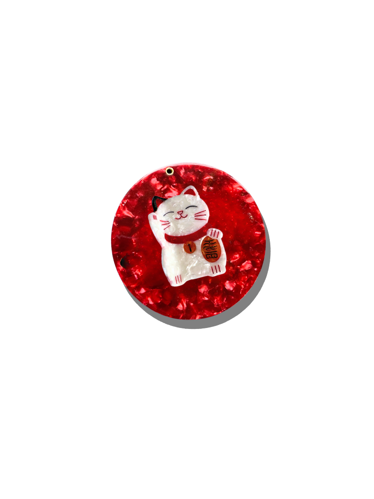 Hand-painted Lucky Cat Compact Mirror