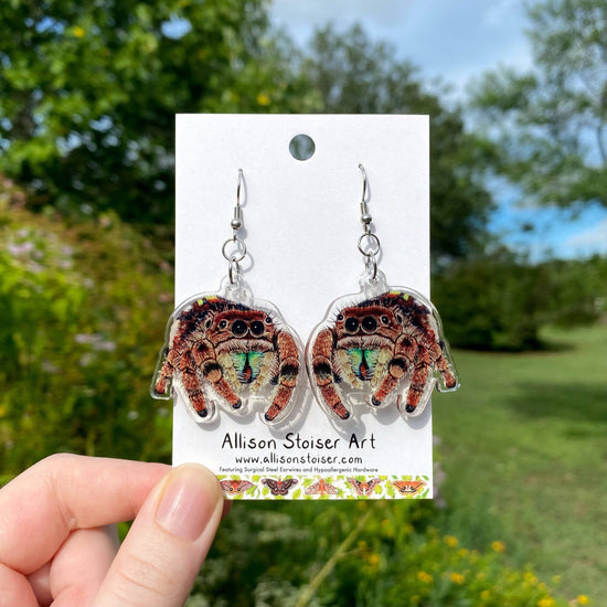 Acrylic Jumping Spider Earrings