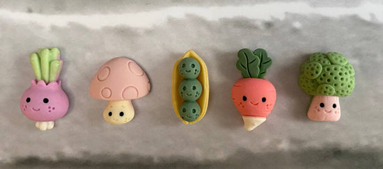 Mini Vegetable resin pins (set of 5)