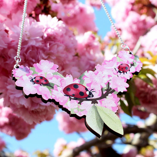 Ladybird Sakura Necklace - ladybug