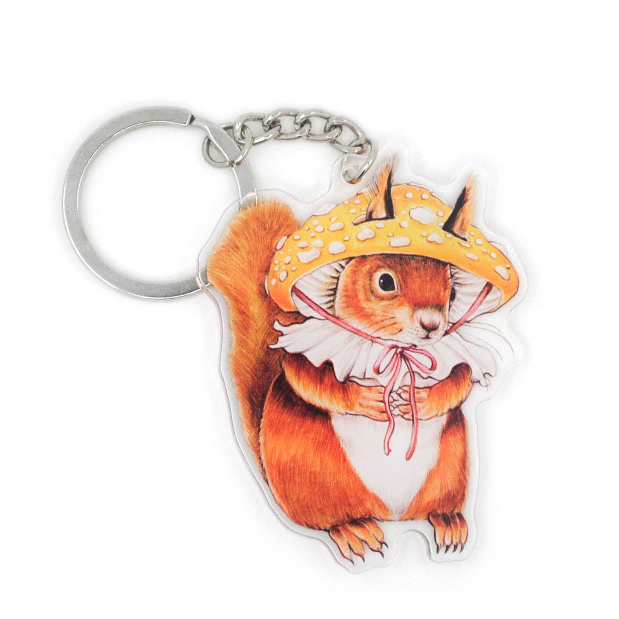 Mushroom Hat Red Squirrel Double-Sided Acrylic Keychain