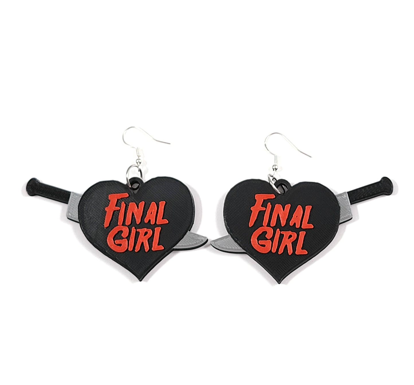 Final Girl Horror Movie Statement Earrings 3D Printed