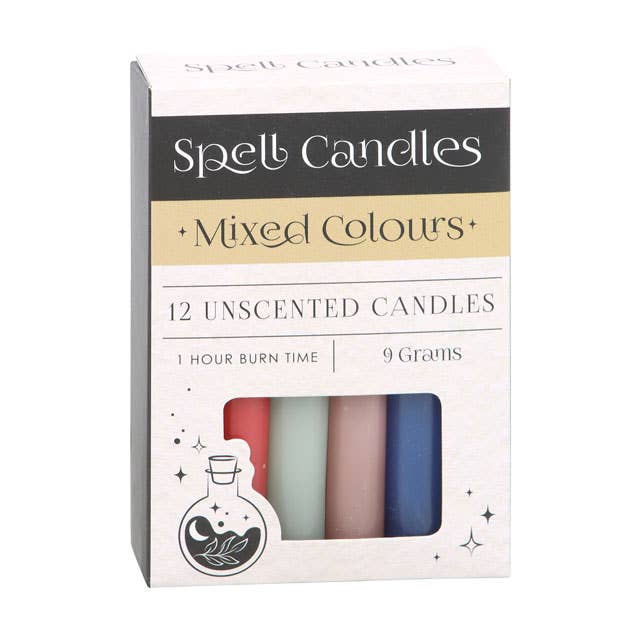 Pack of 12 Mixed Colour Magic Spell Candles