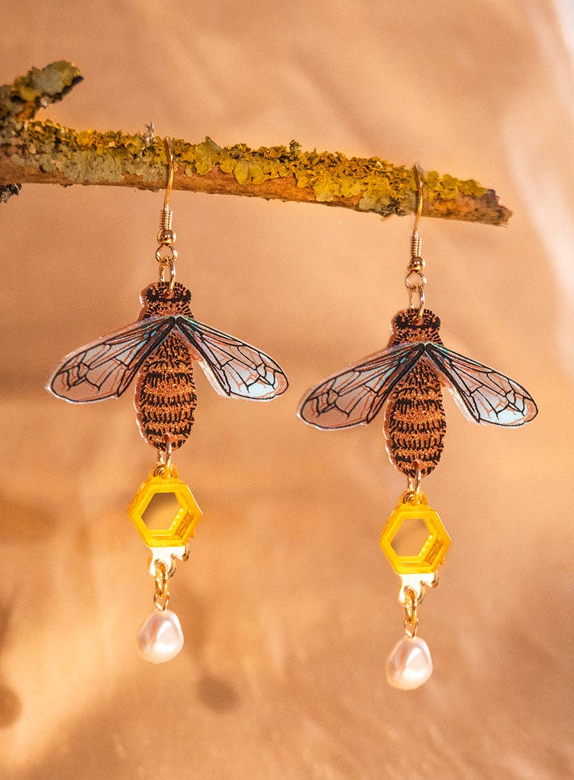 Glistening Bee Earrings - - stock expected by mid September - reserve now