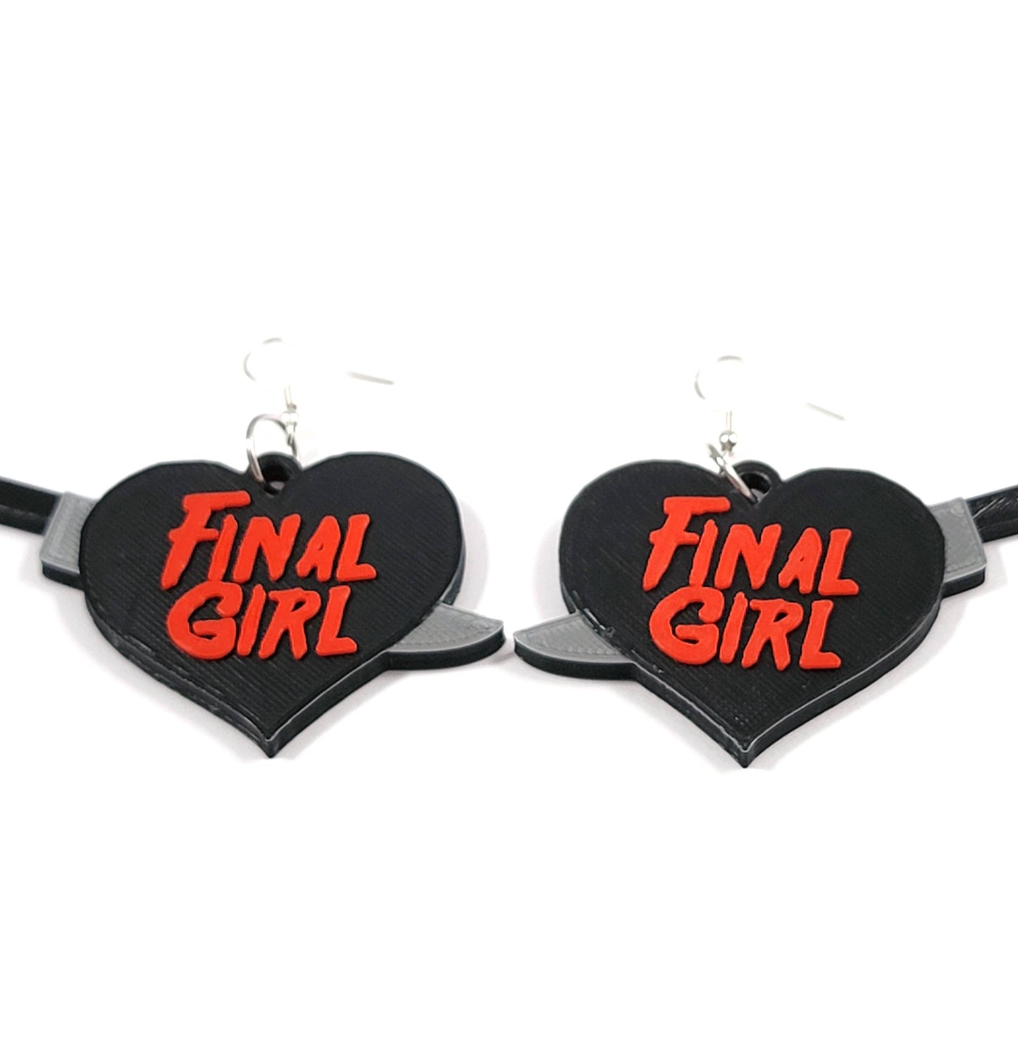 Final Girl Horror Movie Statement Earrings 3D Printed