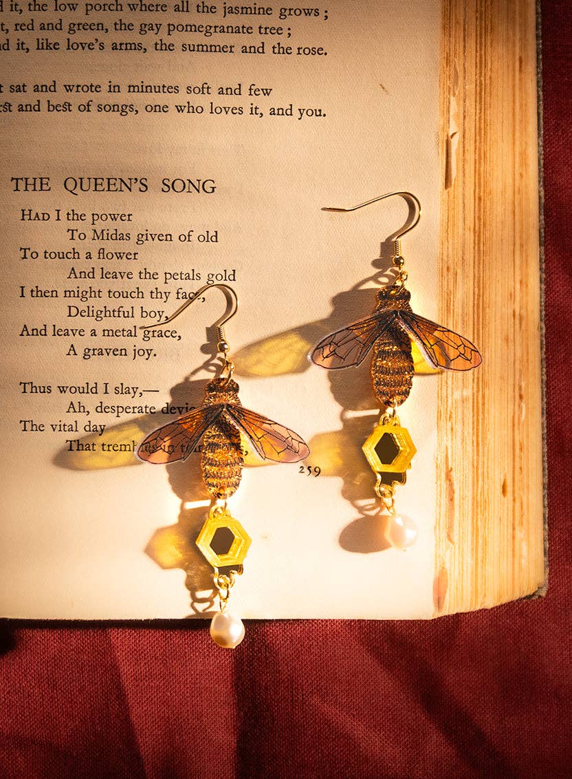 Glistening Bee Earrings - - stock expected by mid September - reserve now
