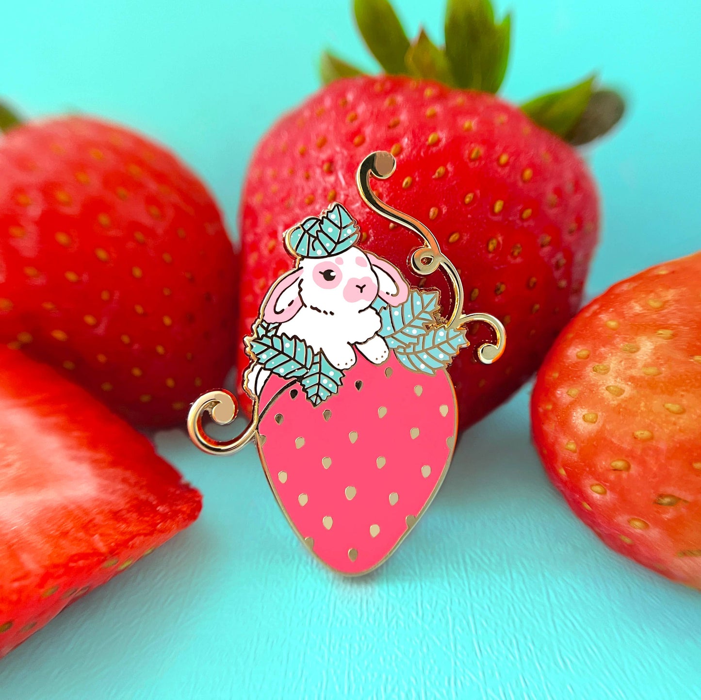Strawberry Rabbit Enamel Pin - expected mid August - reserve now!