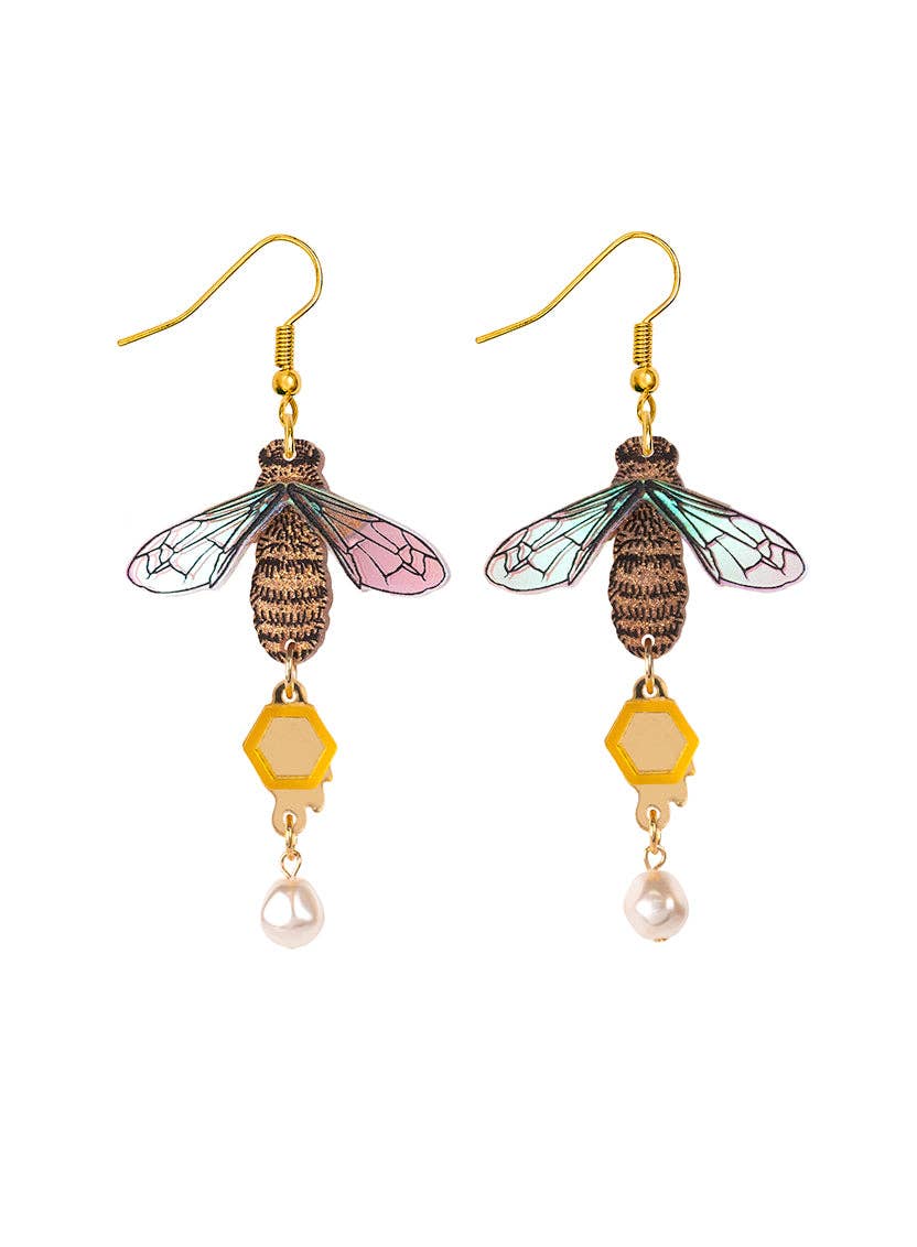 Glistening Bee Earrings - - stock expected by mid September - reserve now