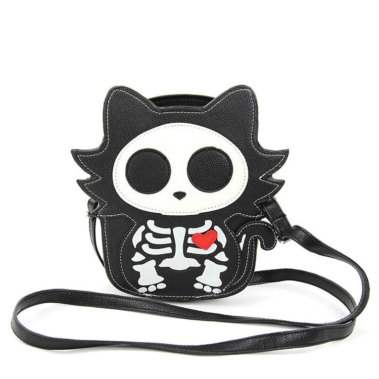 Glow in the Dark Sugar Skull Cat Crossbody Bag