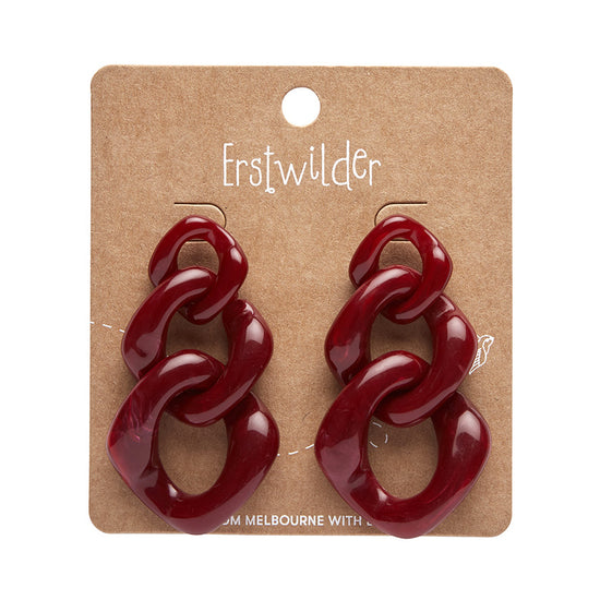 Statement Marble Graduated Chain Earrings Ruby Red