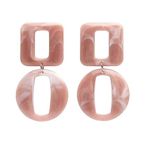 Statement Marble Chunky Drop Earrings Pink