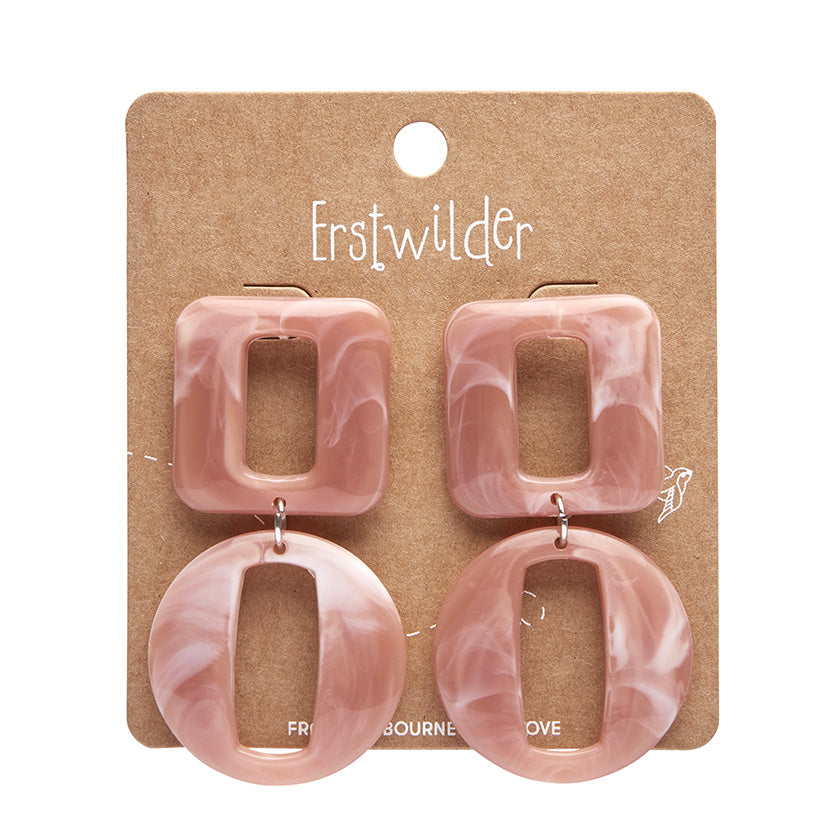 Statement Marble Chunky Drop Earrings Pink