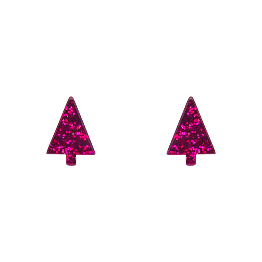 Load image into Gallery viewer, Glitter tree studs Pink SALE
