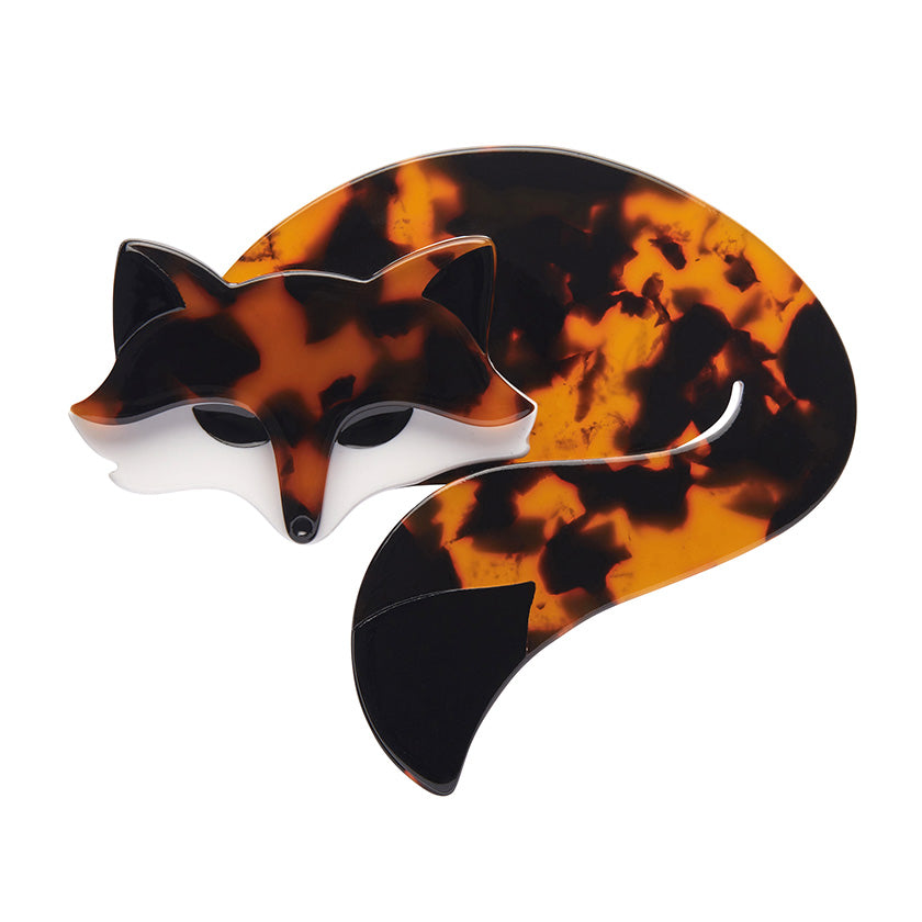 Load image into Gallery viewer, Saffron the Sleeping Fox Brooch (Tortoiseshell)
