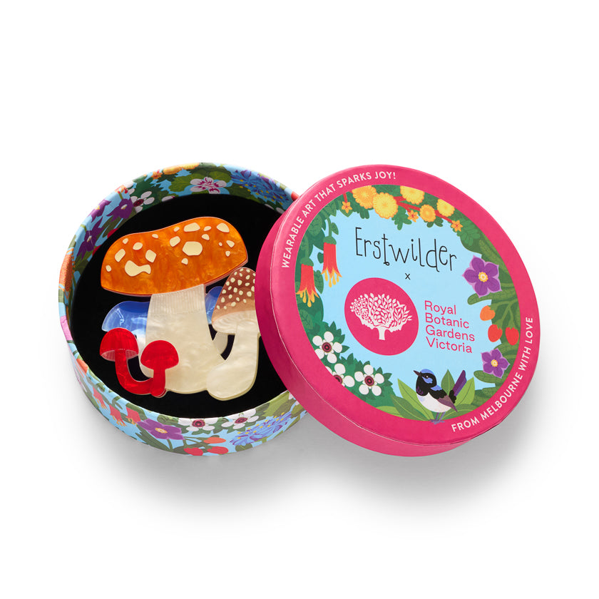 Native Mushroom Medley Brooch (please note sticker on bottom of box incorrect)