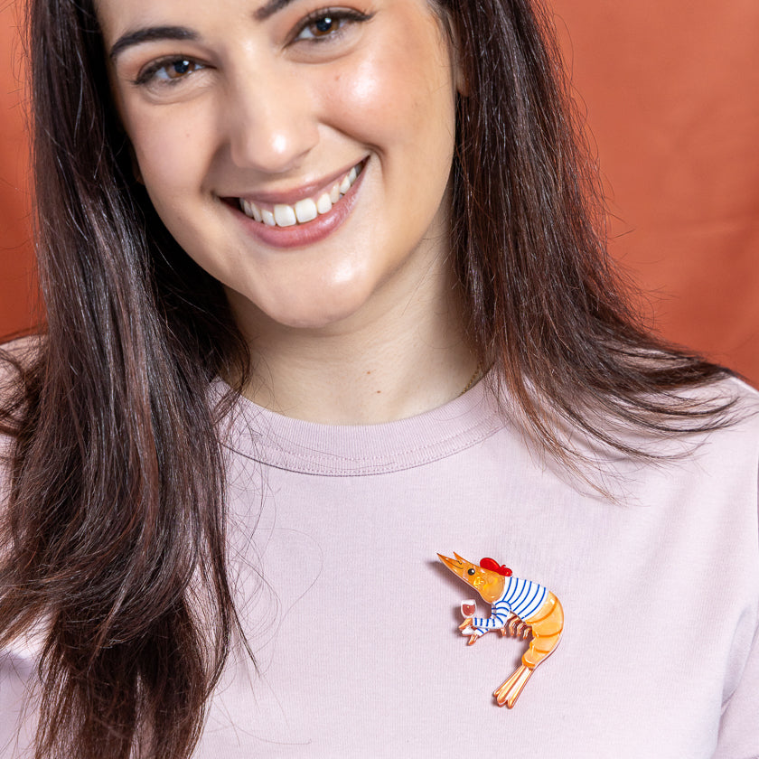 Pascal the Parisian Prawn Brooch
