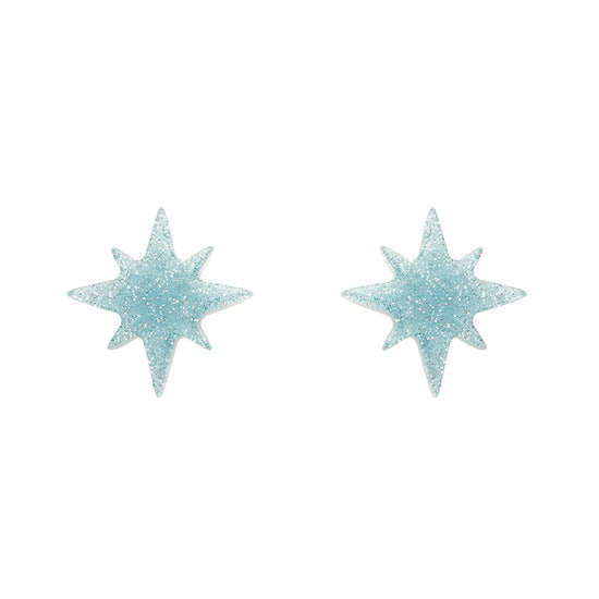 Atomic Star Glitter Stud Earrings Blue