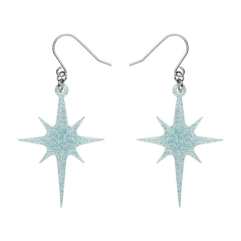 Load image into Gallery viewer, Atomic Star Glitter Drop Earrings Blue

