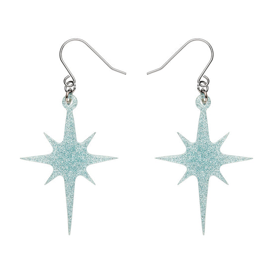 Load image into Gallery viewer, Atomic Star Glitter Drop Earrings Blue
