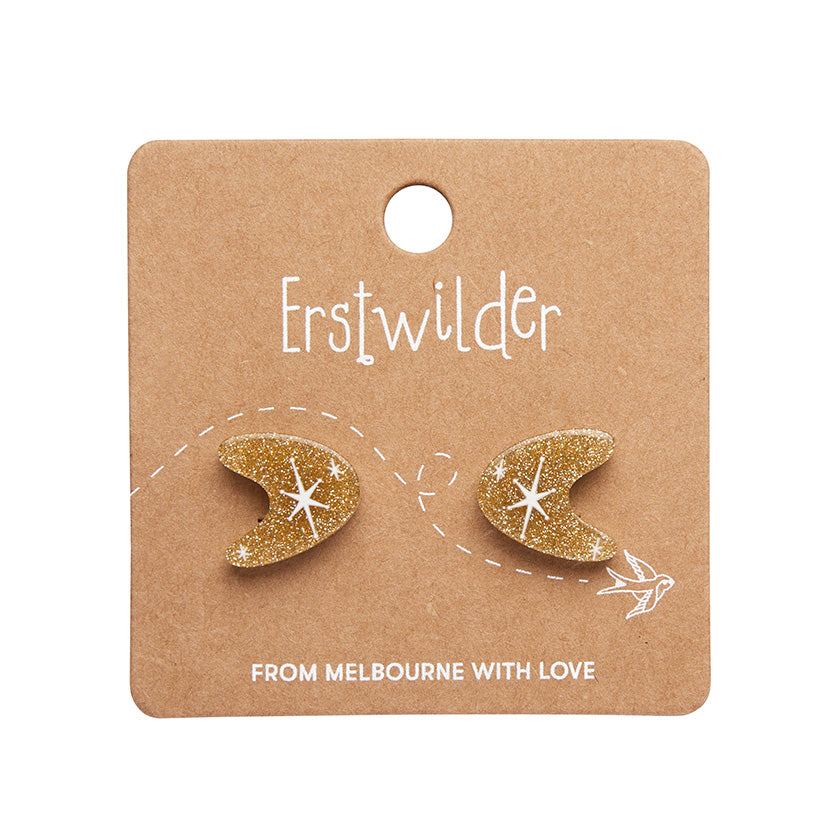 Atomic Boomerang Glitter Stud Earrings Gold SALE was £6.50
