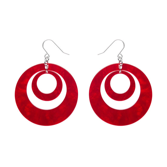 Load image into Gallery viewer, Double Hoop Ripple Drop Earrings - Red SALE

