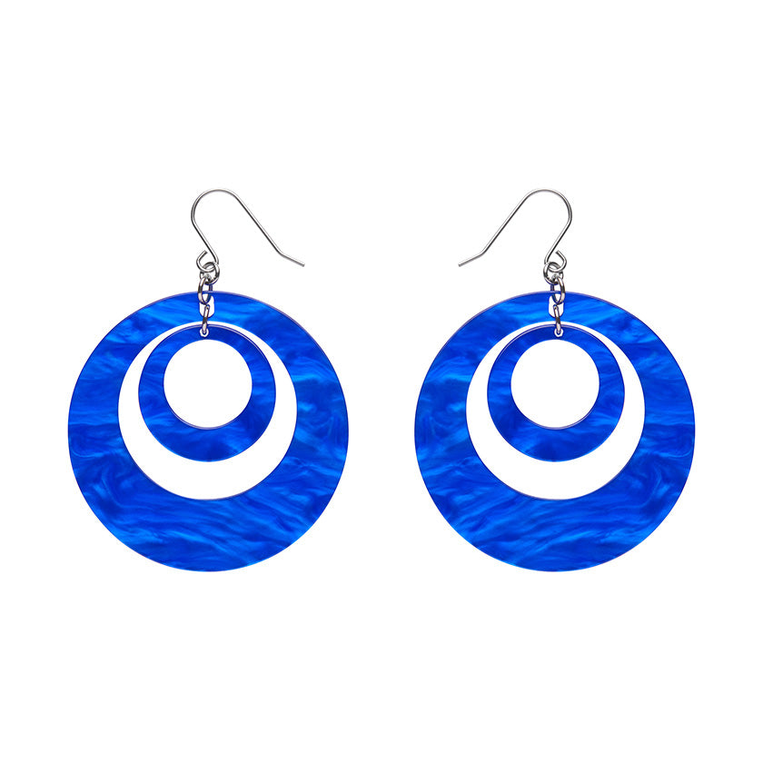 Load image into Gallery viewer, Double Hoop Ripple Drop Earrings - blue SALE
