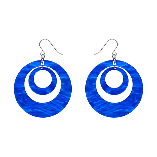 Load image into Gallery viewer, Double Hoop Ripple Drop Earrings - blue SALE
