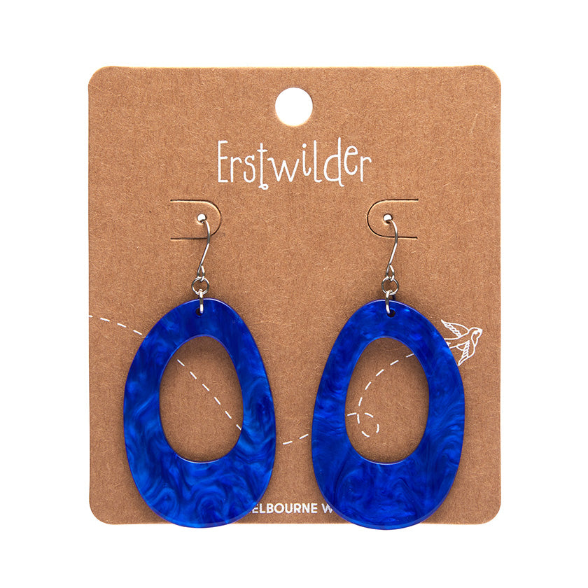 Bold Hoop Ripple Drop Earrings Blue