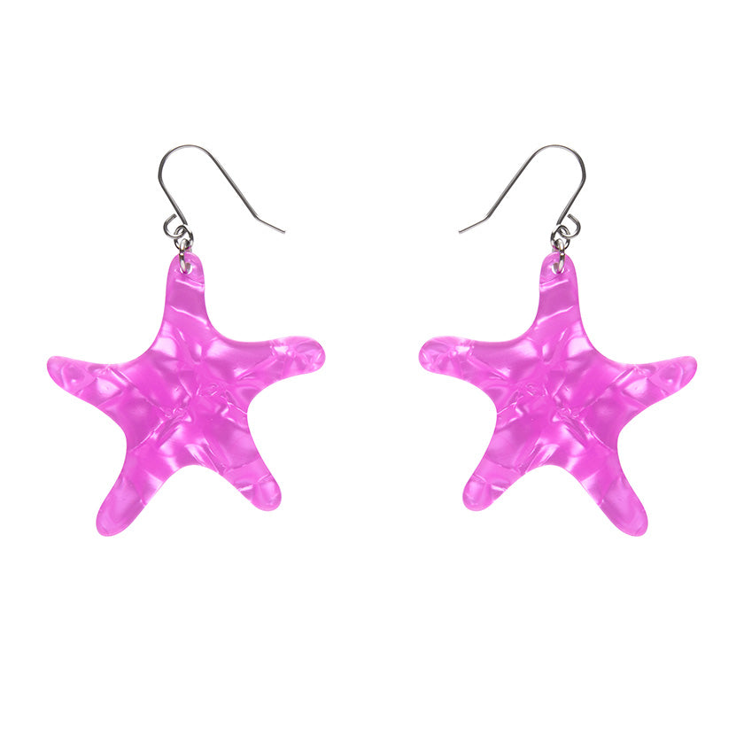 Load image into Gallery viewer, Starfish Ripple Drop Earrings Pink/Purple SALE
