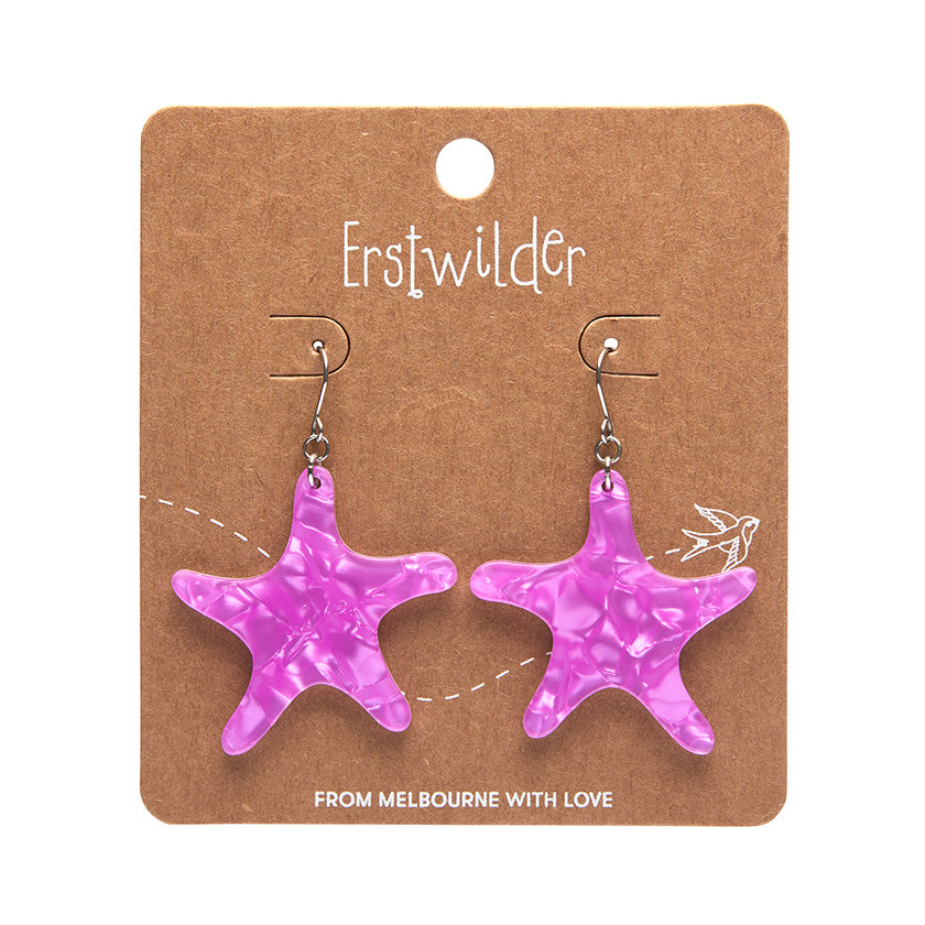 Load image into Gallery viewer, Starfish Ripple Drop Earrings Pink/Purple SALE
