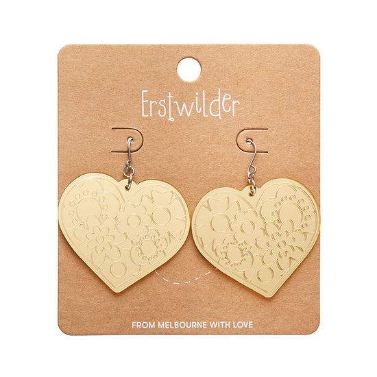 Load image into Gallery viewer, Love Heart Mirror Drop Earrings Gold
