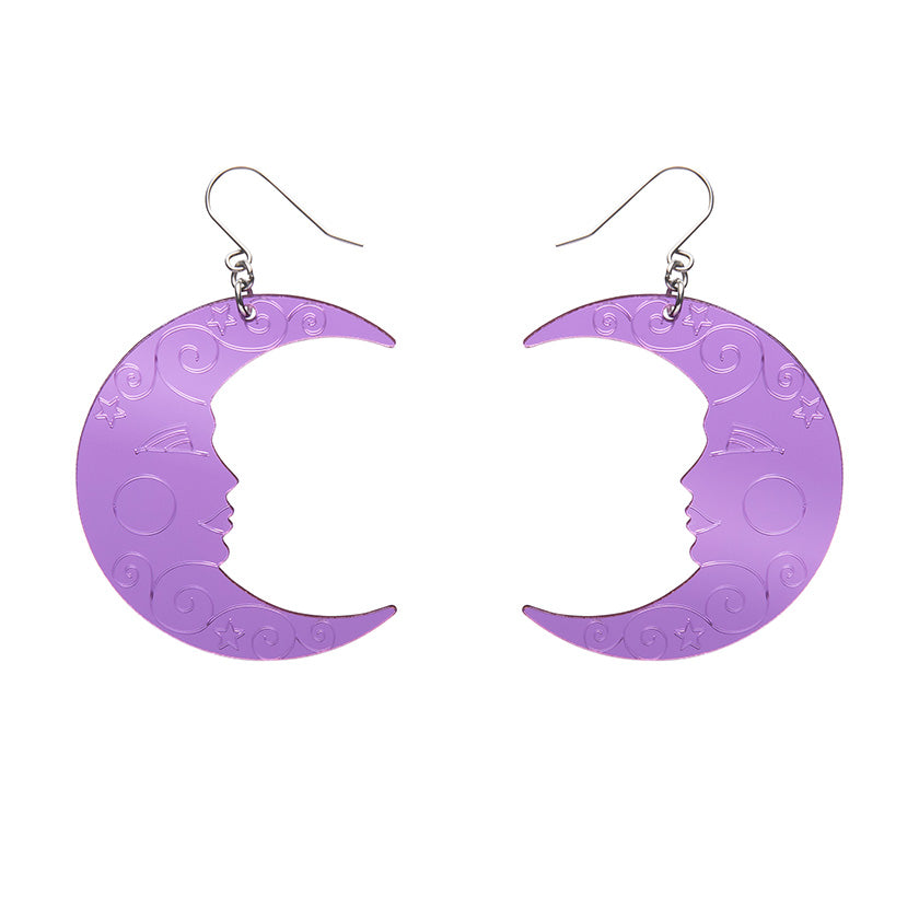 Load image into Gallery viewer, Moon Mirror Drop earrings Purple
