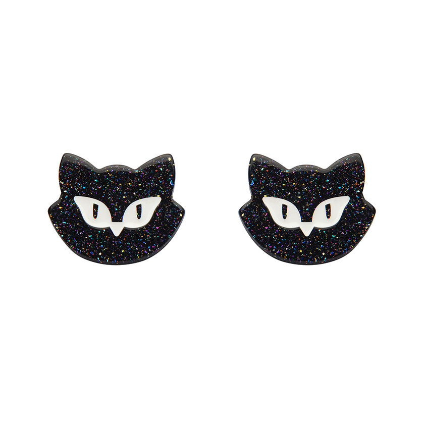 Load image into Gallery viewer, Shadow the Cat Glitter Stud Earrings

