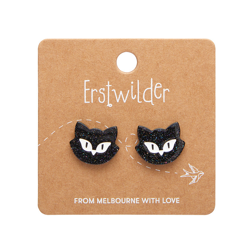 Load image into Gallery viewer, Shadow the Cat Glitter Stud Earrings

