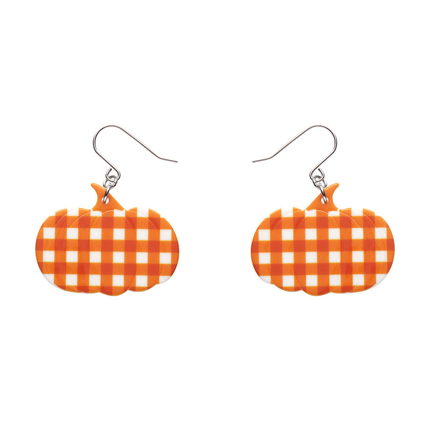 Load image into Gallery viewer, Pumpkin Gingham Drop Earrings SALE
