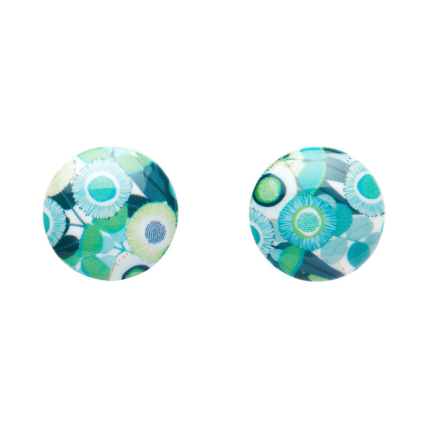 Green Gum Rounded Stud Earrings