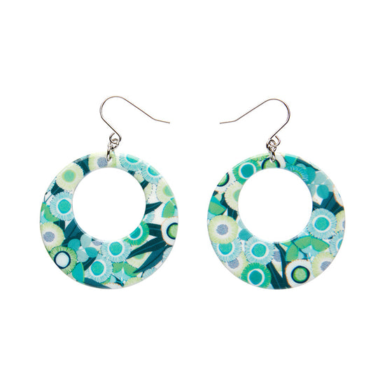 Load image into Gallery viewer, Green Gum Circle Drop Earrings
