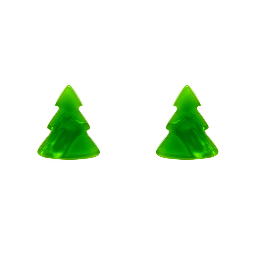 Green tree ripple stud earrings