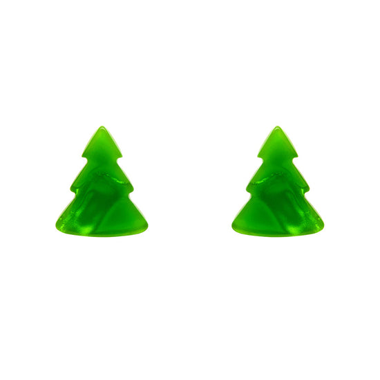 Green tree ripple stud earrings