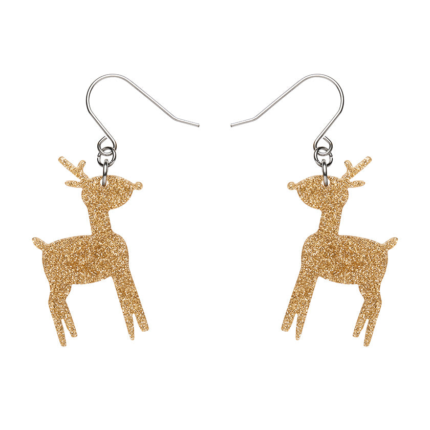 Load image into Gallery viewer, Reindeer glitter drop earrings

