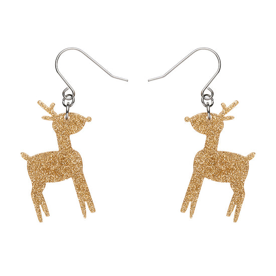 Load image into Gallery viewer, Reindeer glitter drop earrings
