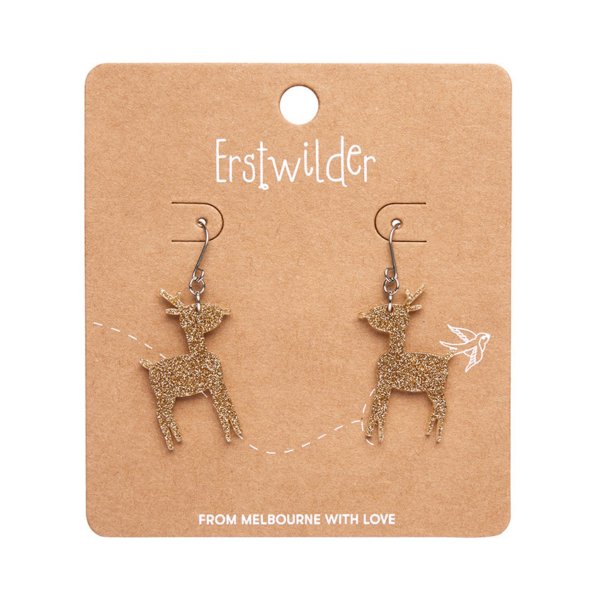 Reindeer glitter drop earrings