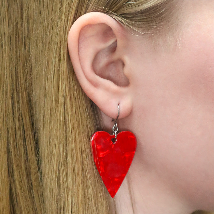 From The Heart Essential Drop Earrings - Red
