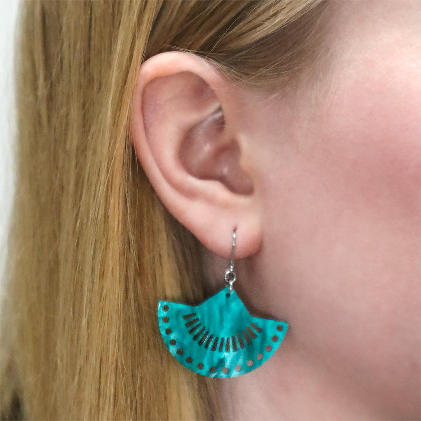 Boho Fan Essential Drop Earrings - Green