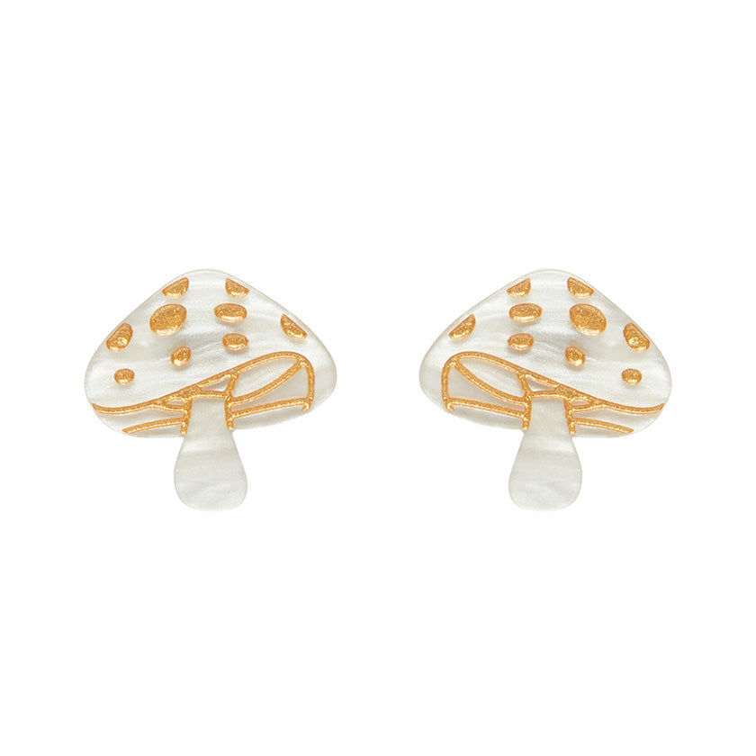 Mushroom Stud Earrings - Cream