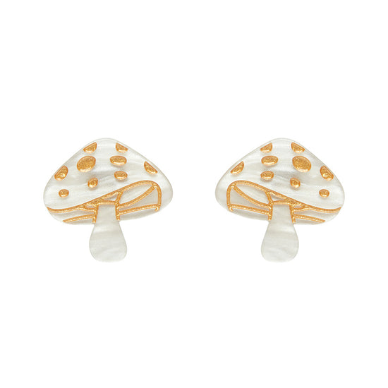 Mushroom Stud Earrings - Cream