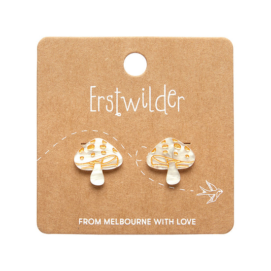 Mushroom Stud Earrings - Cream