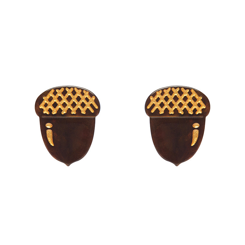 Acorn Studs Earrings - Brown