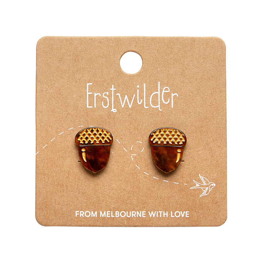 Acorn Studs Earrings - Brown